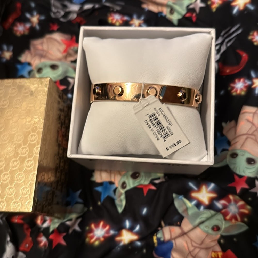 NEW MICHAEL KORS ROSE GOLD BRACELET BANGLE DIAMOND LOVE LOCK NUT BOLT CUFF BOX X - Picture 9 of 16